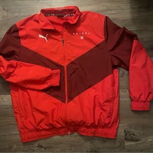 Puma + Suisse Men's Red and Maroon Jacket